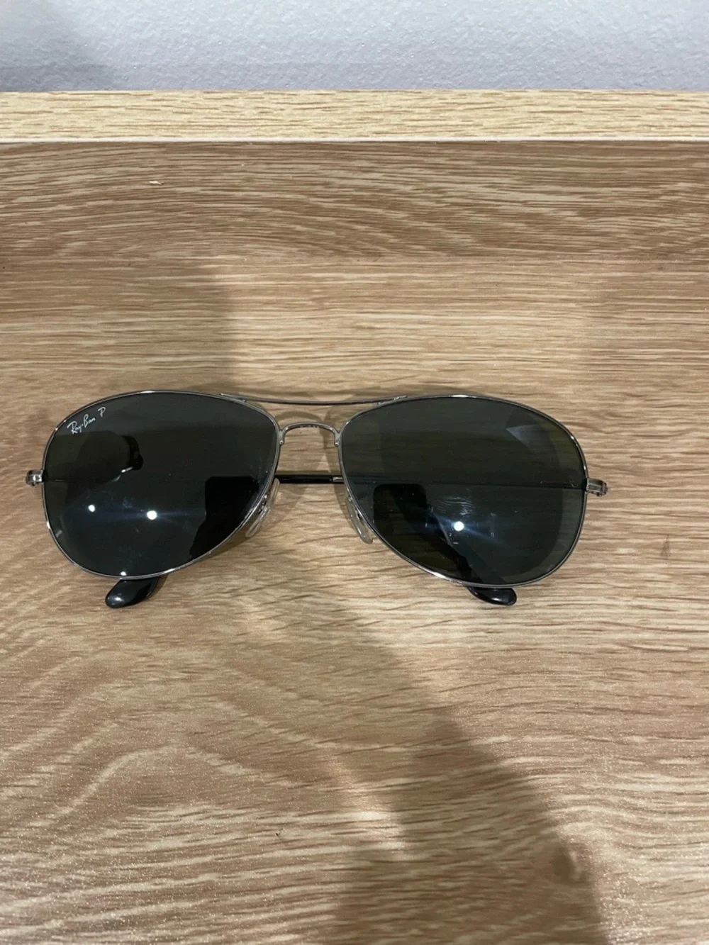 Ray-Ban Aviator Sunglasses with Dark Green Lenses and Silver Frame